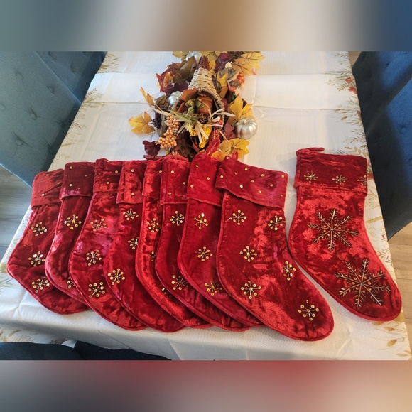 Red velour Christmas stockings - Picture 1 of 1